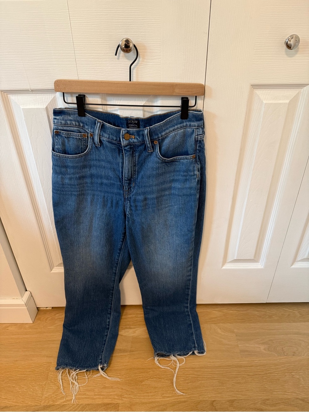 J. Crew Women's Frayed Essential Straight-Leg Jeans